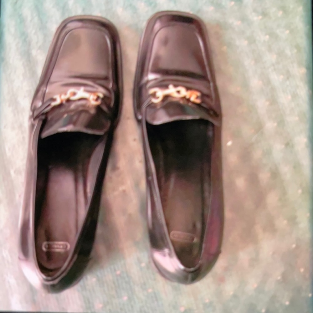 MOVING SALE NO HAGGLING AUTHENTIC WOMEN COACH BLACK LEATHER 8.5 LOAFER WITH HEEL